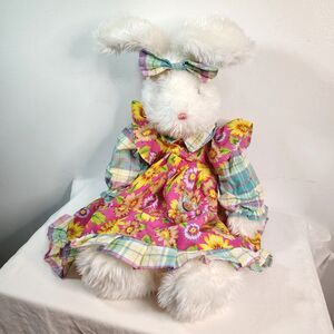 Vintage 1990s Good Stuff Plush Bunny Rabbit 24” Floral Dress Cottagecore Easter